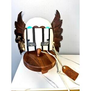 Southwestern Folk Art Mask Signed HLA Cottonwood AZ Kachina-Inspired Wall Mask